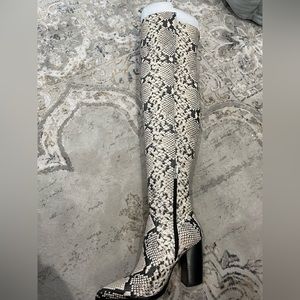Vince Camuto thigh high snake skin boots. Size 9. Never worn.